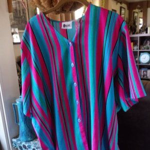 nice vivid pink & Turquoise stripe top